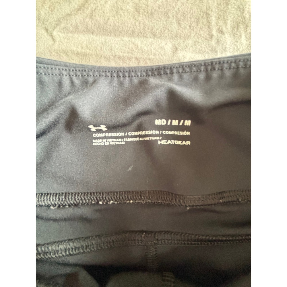 Under Armour HeatGear Compression Leggings Black Mesh Pockets Medium Womens - Picture 3 of 5